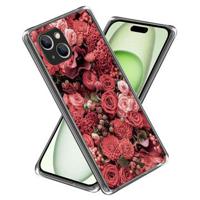 iPhone 15 Plus Stijlvolle Ultradunne TPU Hoesje - Rode Bloemen