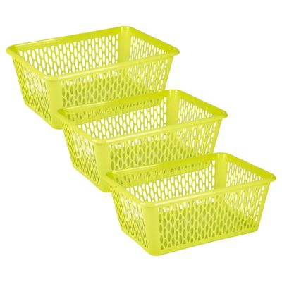 Opbergmand/kastmandje - 3x stuks - 6,5 liter - groen - kunststof - 20 x 30 x 11 cm