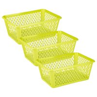 Opbergmand/kastmandje - 3x stuks - 6,5 liter - groen - kunststof - 20 x 30 x 11 cm