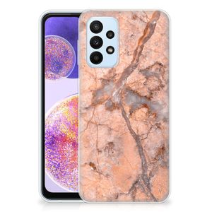 Samsung Galaxy A23 TPU Siliconen Hoesje Marmer Oranje