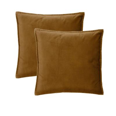 Bank/sierkussens huiskamer Sophia - 2x stuks - 52 x 52 cm - Goud/bruin - polyester - met rits