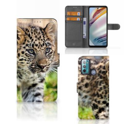 Motorola Moto G60 | Telefoonhoesje | Met pasjeshouder | Baby Luipaard