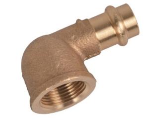Kirchhoff Overgangshoek rood messing 90°, blank, 15 mm x 3/4"IT, 1 socket, (P4090g) - 988621355
