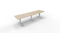 Vergadertafel 6511 met koppelpoot - 320 x 80 cm. - Alu - Eiken licht