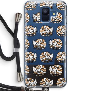 Slapende poes: Samsung Galaxy A6 (2018) Transparant Hoesje met koord