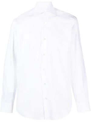 Barba chemise en coton à col italien - Blanc