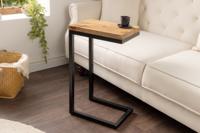 Massief houten bijzettafel GASTON 65cm naturel mangohout metaal zwart handgemaakt - 44740