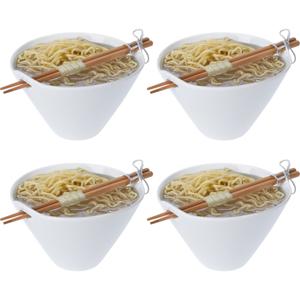 Ramen bowl - 4x - inclusief chopsticks - porselein - noodle kom set