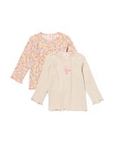 HEMA Baby T-shirts rib bloemen - 2 stuks ecru (ecru)