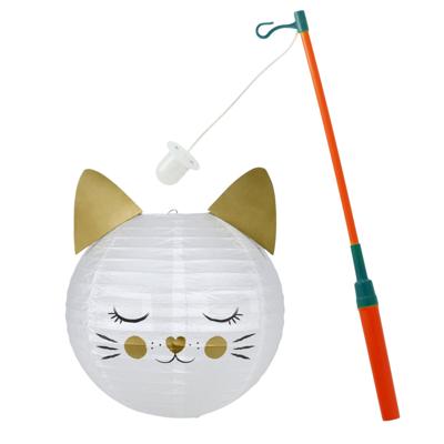St. Maarten lampion met stokje - kat / poes thema - sint maarten - 11 november lichtje
