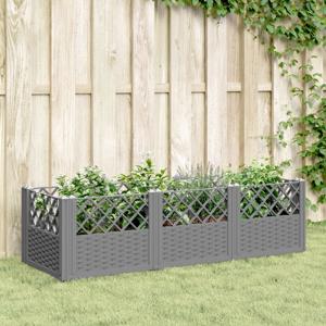 VidaXL Plantenbak met pinnen 123,5x43,5x43,5 cm polypropeen lichtgrijs