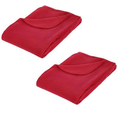 Polar Fleece deken of plaid - 2x - rood - 125 x 150 cm - polyester - Bankdeken - Fleece plaid