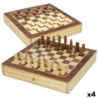 Schaken en Dammen Spelbord Colorbaby Lade Hout (4 Stuks)