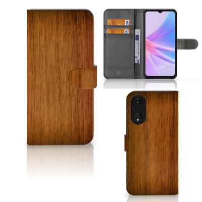 OPPO A78 5G | A58 5G | Book Style Case | Donker Hout | Portemonnee hoesje