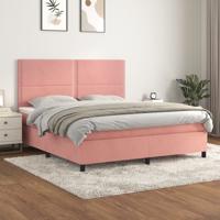 Boxspring met matras fluweel roze 160x200 cm