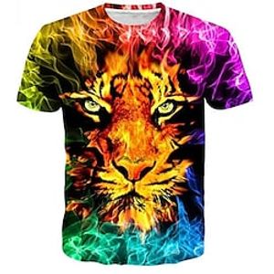 Kinderen Jongens T-shirt Korte mouw 3D-afdrukken Tijger dier Ronde hals Regenboog Kinderen Tops Lente Zomer Actief Modieus Dagelijks Dagelijks Buiten Normale pasvorm 3-12 jaar Lightinthebox