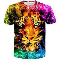 Kinderen Jongens T-shirt Korte mouw 3D-afdrukken Tijger dier Ronde hals Regenboog Kinderen Tops Lente Zomer Actief Modieus Dagelijks Dagelijks Buiten Normale pasvorm 3-12 jaar Lightinthebox - thumbnail