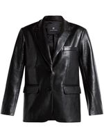 ANINE BING blazer en cuir Lou à simple boutonnage - Noir - thumbnail