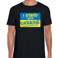 Bellatio Decorations t-shirt voor heren - I stand with Ukraine - zwart - Oekraine - Oekraiense vlag 2XL  -