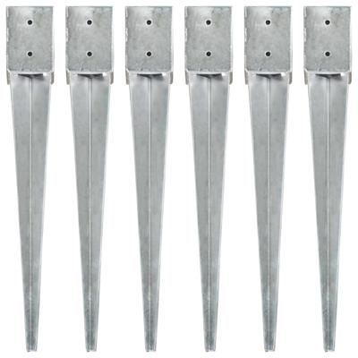 Grondpinnen 6 st 10x10x76 cm gegalvaniseerd staal zilverkleurig