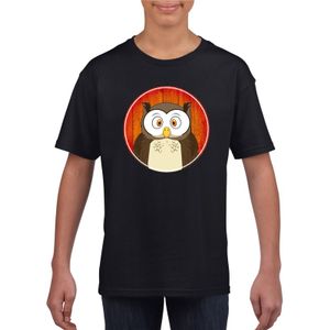 Dieren uil shirt zwart jongens en meisjes