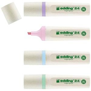 Edding Textmarker Highlighter 24 EcoLine 4-24-4-1000 Pastelviolet, Pastelgroen, Pastelroze, Pastelblauw 2 mm, 5 mm 4 stuk(s)