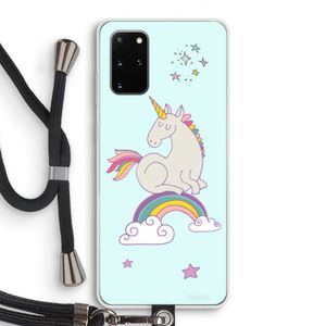 Regenboog eenhoorn: Samsung Galaxy S20 Plus Transparant Hoesje met koord