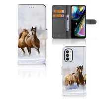 Motorola Moto G52 | Moto G82 Telefoonhoesje met Pasjes Paarden - thumbnail