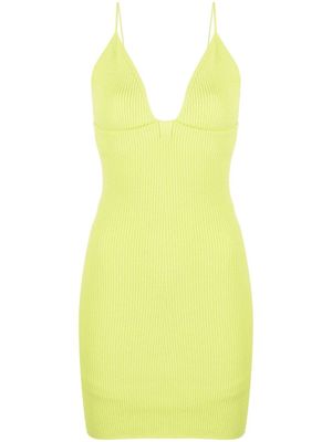 DSQUARED2 robe en maille à col v - 173 - CYBER YELLOW