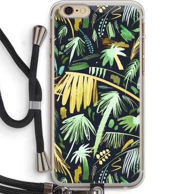 Tropical Palms Dark: iPhone 6 PLUS / 6S PLUS Transparant Hoesje met koord