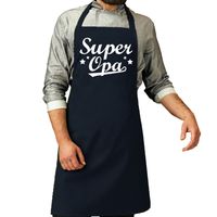 Vaderdag cadeau schort - super opa - navy blauw - keukenschort - BBQ - verjaardag