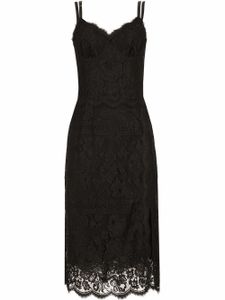 Dolce & Gabbana robe mi-longue à bords festonnés - Noir