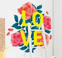 Slaapkamer muursticker bloemen liefde - thumbnail