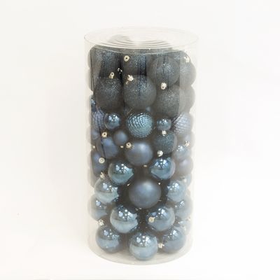 Kerstballen mix 100 onbreekbare ballen nachtblauw - Decoris