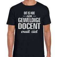 Dit is hoe een geweldige docent eruit ziet cadeau t-shirt zwart heren - thumbnail