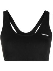 Sporty & Rich soutien-gorge nervuré Serif à patch logo - Noir