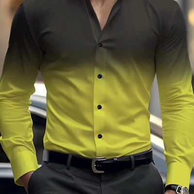 Bon&Bon Homme Men's Red Ombre Long Sleeve Shirt | Regular Fit Multicolor-3 / S