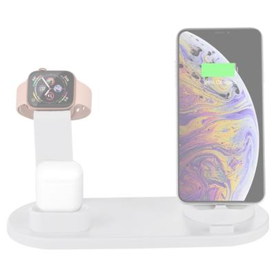 HQ-UD15 5 in 1 micro USB + USB-C/type-C + 8 pin interface mobiele telefoon opladen basis met 8 pin oortelefoon opladen interface & Watch stand (wit)