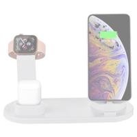 HQ-UD15 5 in 1 micro USB + USB-C/type-C + 8 pin interface mobiele telefoon opladen basis met 8 pin oortelefoon opladen interface & Watch stand (wit)