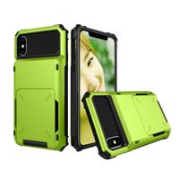 Schokbestendig TPU + PC beschermende case voor iPhone X/XS met kaartsleuf (groen)