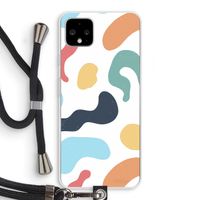 Memphis Shapes Blue: Pixel 4 XL Transparant Hoesje met koord