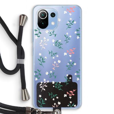 Small white flowers: Xiaomi Mi 11 Lite Transparant Hoesje met koord