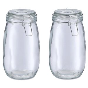 Zeller Weckpot/inmaakpot Alfie - 2x - 1.4L - glas - beugelsluiting - D11 x H22 cm - Weckpotten