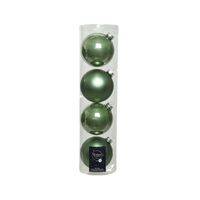 Decoris - kerstbal glas d10cm s.groen 4st - thumbnail