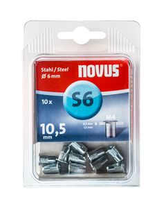 Novus Blindklinkmoer M4 X 10,5mm, Staal | 10 stuks - 045-0044 045-0044