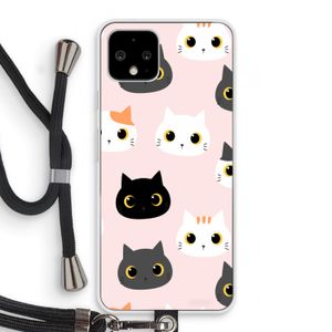 Katten: Pixel 4 Transparant Hoesje met koord