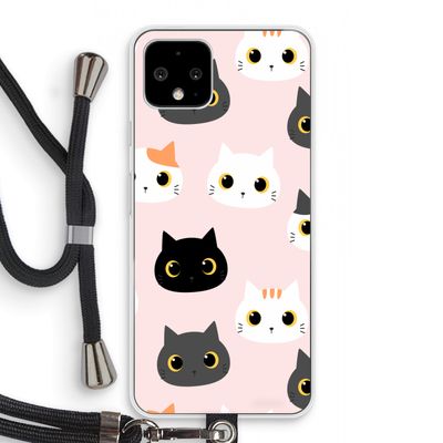 Katten: Pixel 4 Transparant Hoesje met koord
