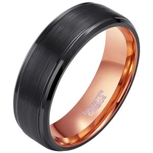 Herenring Wolfraamcarbide Zwart Rose 8mm-21.5mm