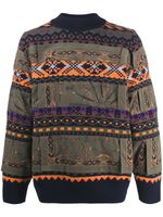 sacai pull en maille intarsia - Vert