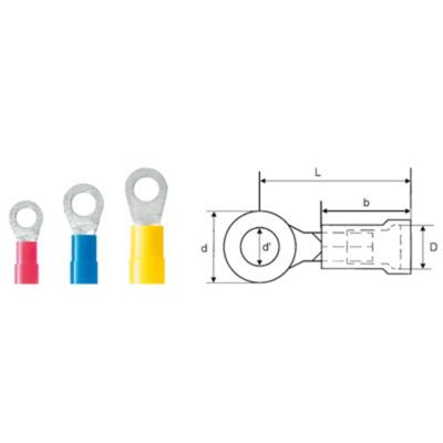 Weidmüller 9200170000 Ringkabelschoen Dwarsdoorsnede (max.)=2.50 mm² Schachtdiameter=4.3 mm Deels geïsoleerd Blauw 100 stuk(s)